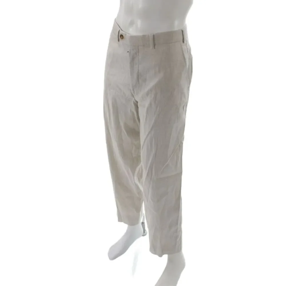 Hiltl Mens Dress Pants Beige Herringbone 58% Cotton Size 36